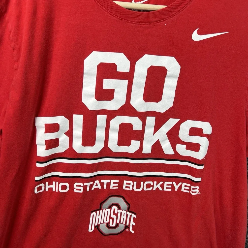 Ohio State Buckeyes Nike Size Large Red Athletic Cut Tee Shirt Dri Fit